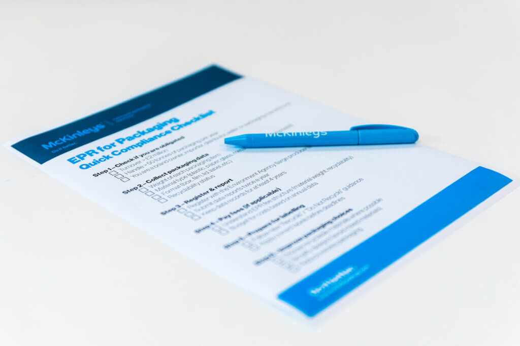 A printed paper with an EPR checklist